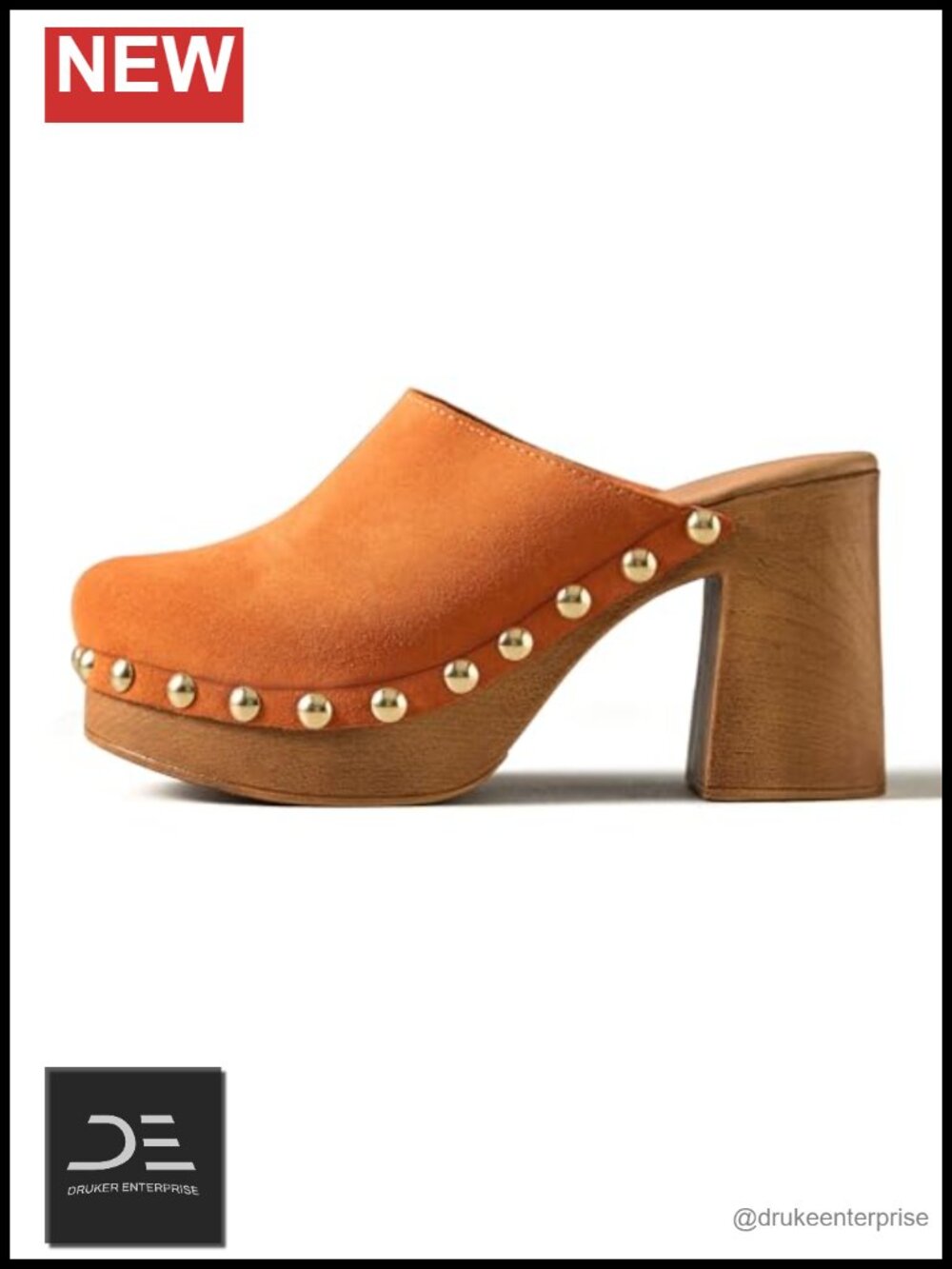 Studded Platform Clogs Block Heel Slip On Mules Women's Shoes